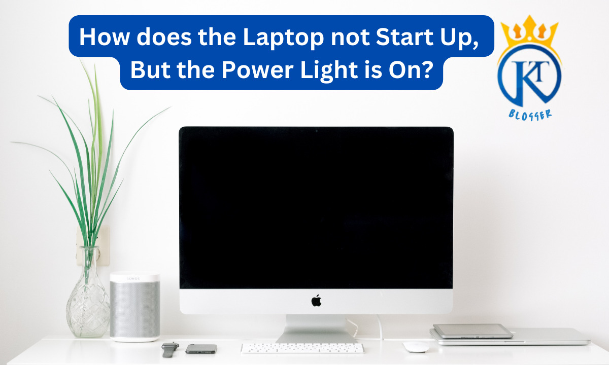 How does the laptop not start up, but the power light is on?